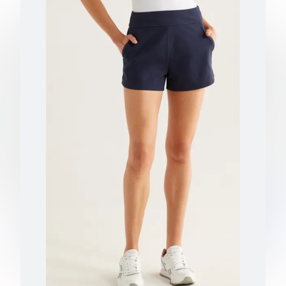 Zella Women's Blue Navy Sapphire Full Swing Athletic Shorts women’s LARGE NWOT - Picture 2 of 11